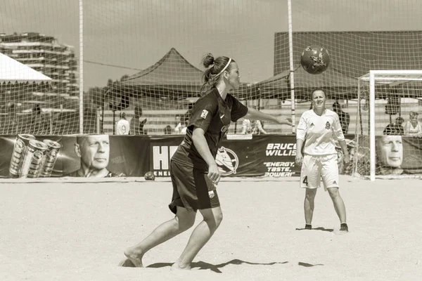 Odessa Ucrânia Julho 2019 Campeonato Futebol Praia Entre Mulheres Amadoras — Fotografia de Stock