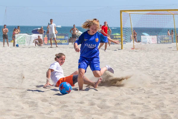 Odessa Ukraina Lipca 2019 Beach Soccer Championship Wśród Amatorskich Kobiet — Zdjęcie stockowe