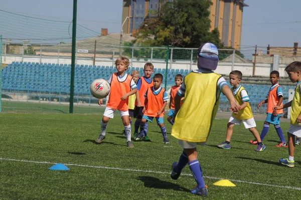 Odessa Ukraine September 2019 Little Children Training Play Soccer Younger — Stock Photo, Image