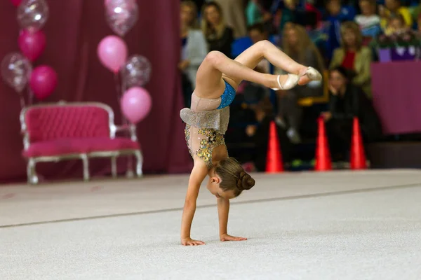 Oděssa Ukrajina Září 2019 Děti Dívky Soupeří Rytmické Gymnastice Ukrajinském — Stock fotografie