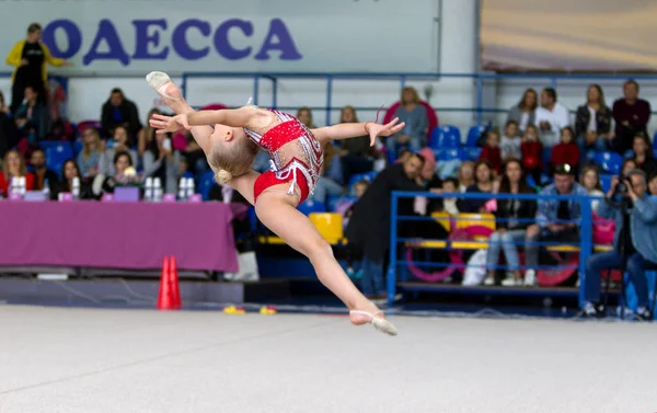 Oděssa Ukrajina Září 2019 Děti Dívky Soupeří Rytmické Gymnastice Ukrajinském — Stock fotografie