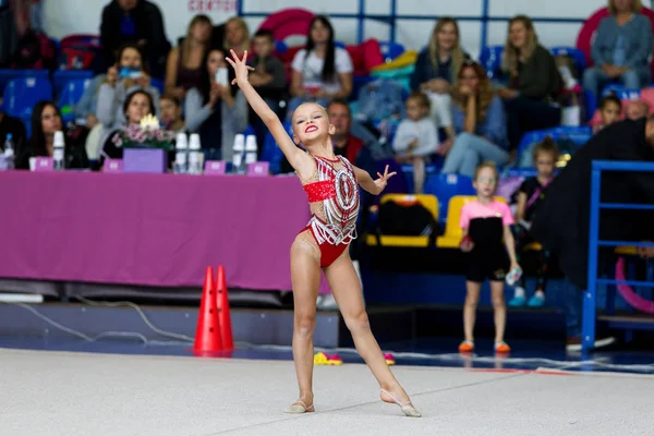 Odessa Ukraine Setembro 2019 Crianças Meninas Competem Ginástica Rítmica Campeonato — Fotografia de Stock