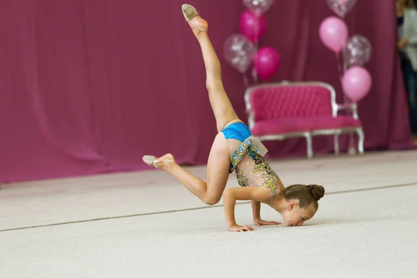 Oděssa Ukrajina Září 2019 Děti Dívky Soupeří Rytmické Gymnastice Ukrajinském — Stock fotografie