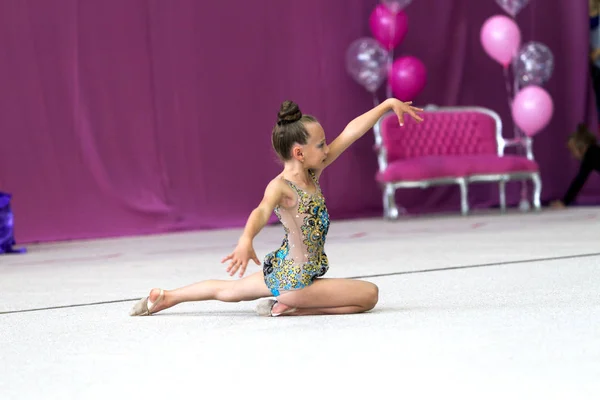 Oděssa Ukrajina Září 2019 Děti Dívky Soupeří Rytmické Gymnastice Ukrajinském — Stock fotografie