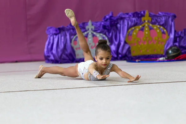 Oděssa Ukrajina Září 2019 Děti Dívky Soupeří Rytmické Gymnastice Ukrajinském — Stock fotografie