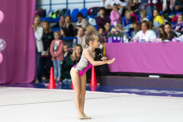 Oděssa Ukrajina Září 2019 Děti Dívky Soupeří Rytmické Gymnastice Ukrajinském — Stock fotografie