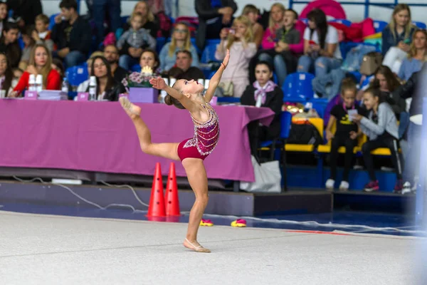 Oděssa Ukrajina Září 2019 Děti Dívky Soupeří Rytmické Gymnastice Ukrajinském — Stock fotografie