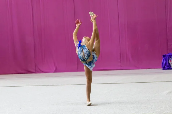 Odessa Ukraine Setembro 2019 Crianças Meninas Competem Ginástica Rítmica Campeonato — Fotografia de Stock