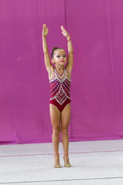 Odessa Ukraine Setembro 2019 Crianças Meninas Competem Ginástica Rítmica Campeonato — Fotografia de Stock