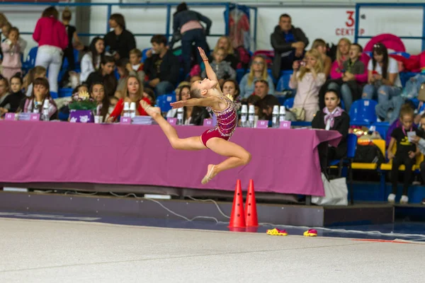 Oděssa Ukrajina Září 2019 Děti Dívky Soupeří Rytmické Gymnastice Ukrajinském — Stock fotografie