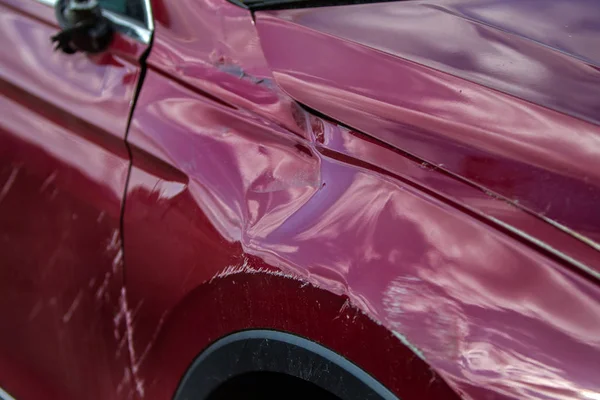 Corpo Dell Auto Danneggiato Causa Incidente Testa Alta Velocità Incidente — Foto Stock