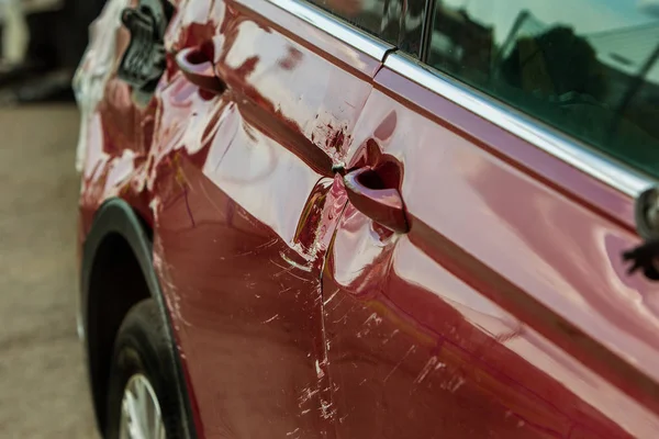 Corpo Dell Auto Danneggiato Causa Incidente Testa Alta Velocità Incidente — Foto Stock