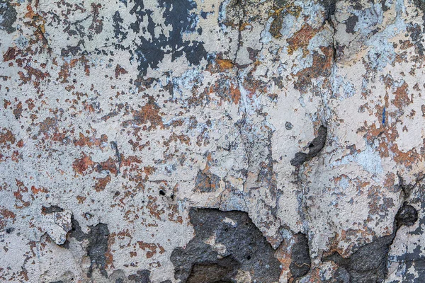 Tekstur Batu Tua Yang Berantakan Retak Atau Dinding Semen Bawah — Stok Foto
