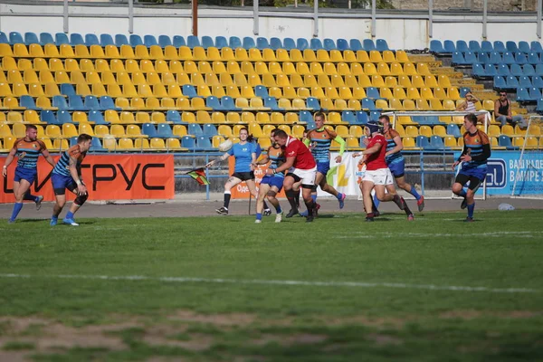 Odessa Ukraine Setembro 2019 Equipe Rugby Odessa Politécnica Kiev Intensa — Fotografia de Stock