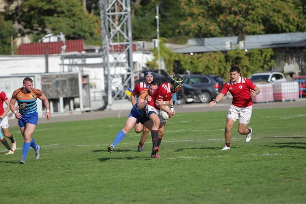 Odessa Ukraine Setembro 2019 Equipe Rugby Odessa Politécnica Kiev Intensa — Fotografia de Stock