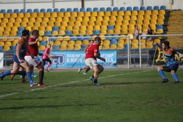 Odessa Ucraina Settembre 2019 Squadra Rugby Odessa Politecnico Kiev Intensa — Foto Stock