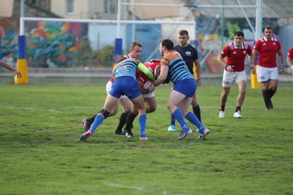 Odessa Ukraina Września 2019 Odessa Rugby Team Politechnika Kijowie Intensywna — Zdjęcie stockowe