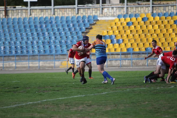 Odessa Ukraine Setembro 2019 Equipe Rugby Odessa Politécnica Kiev Intensa — Fotografia de Stock