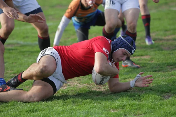 Odessa Ukraine Setembro 2019 Equipe Rugby Odessa Politécnica Kiev Intensa — Fotografia de Stock