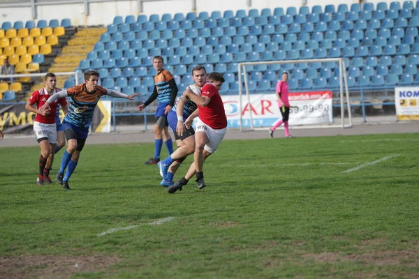 Odessa Ukraine Setembro 2019 Equipe Rugby Odessa Politécnica Kiev Intensa — Fotografia de Stock