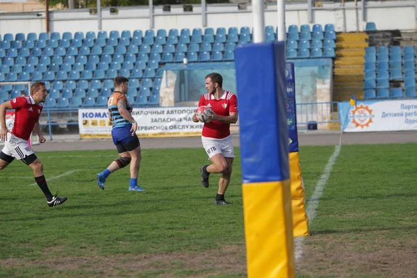 Odessa Ukraine Setembro 2019 Equipe Rugby Odessa Politécnica Kiev Intensa — Fotografia de Stock