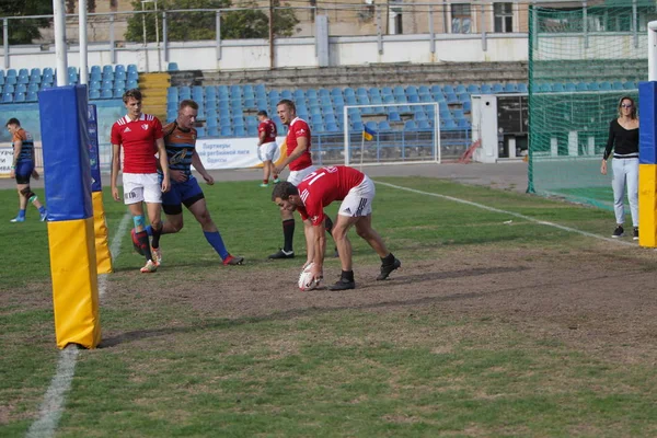 Odessa Ucrania Septiembre 2019 Equipo Rugby Odessa Politécnico Kiev Intensa —  Fotos de Stock