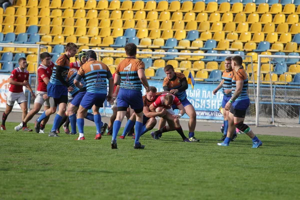 Odessa Ukraine Setembro 2019 Equipe Rugby Odessa Politécnica Kiev Intensa — Fotografia de Stock