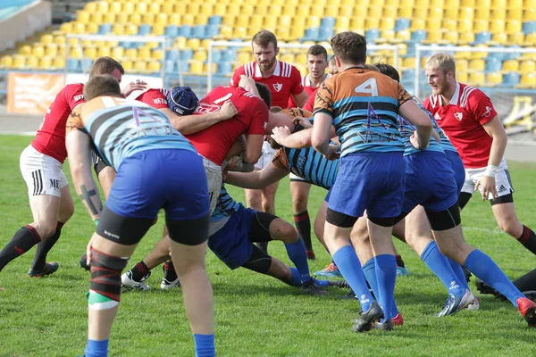 Odessa Ukraine Setembro 2019 Equipe Rugby Odessa Politécnica Kiev Intensa — Fotografia de Stock