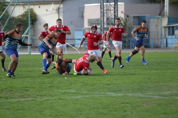 Odessa Ukraine Setembro 2019 Equipe Rugby Odessa Politécnica Kiev Intensa — Fotografia de Stock