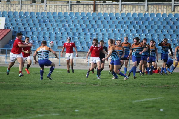 Odessa Ukraine Setembro 2019 Equipe Rugby Odessa Politécnica Kiev Intensa — Fotografia de Stock