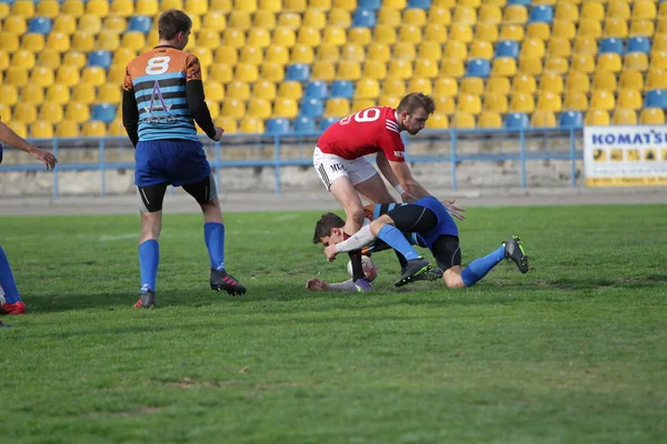 Odessa Ukraine Setembro 2019 Equipe Rugby Odessa Politécnica Kiev Intensa — Fotografia de Stock