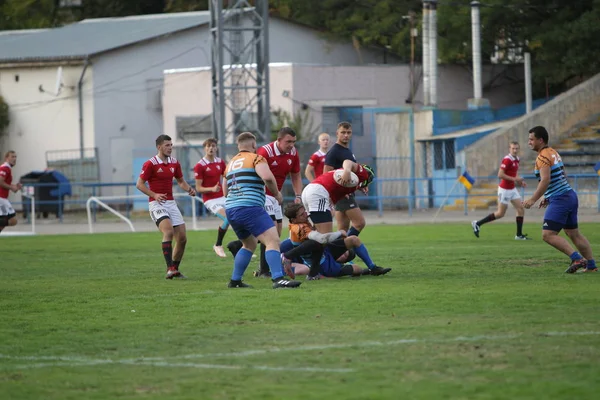 Odessa Ukraina Września 2019 Odessa Rugby Team Politechnika Kijowie Intensywna — Zdjęcie stockowe
