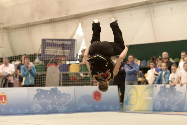 Odessa Ukrajna 2019 Október Wushu Atléta Gyerekek Közötti Wushu Versenyen — Stock Fotó