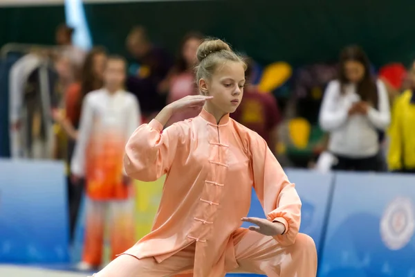 Odessa Ukraine October 2019 Wushu Athlete Wushu Competition Children Young — Stock Photo, Image