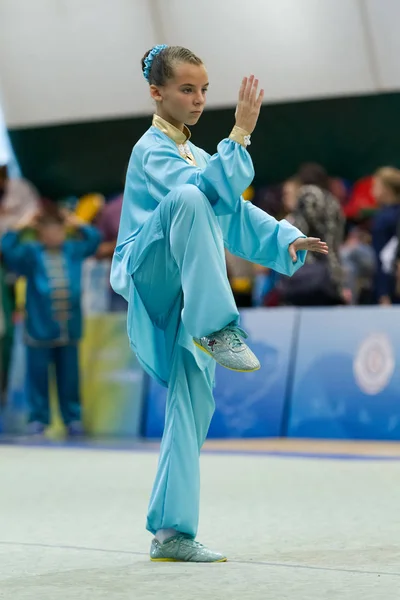 Odessa Ukraine Outubro 2019 Atleta Wushu Durante Competição Wushu Entre — Fotografia de Stock