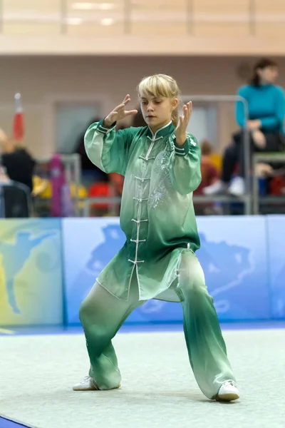 Odessa Ukraine Outubro 2019 Atleta Wushu Durante Competição Wushu Entre — Fotografia de Stock