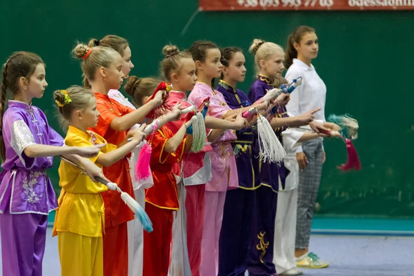 Odessa Ukrayna Ekim 2019 Wushu Çocuklar Arasındaki Wushu Yarışması Sırasında — Stok fotoğraf