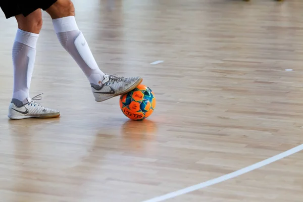 Odessa Ukrajna Október 2019 Ismeretlen Helyi Csapatjátékosok Játszanak Beltéri Futsal — Stock Fotó