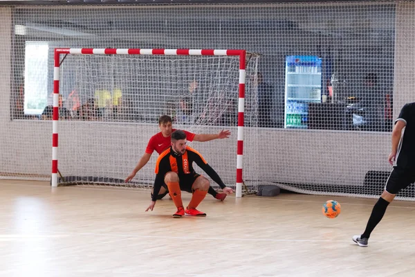 Odessa Ukrajna Október 2019 Ismeretlen Helyi Csapatjátékosok Játszanak Beltéri Futsal — Stock Fotó