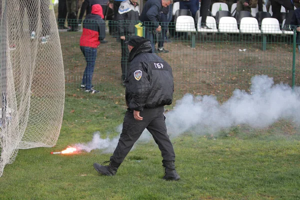 Odessa Ucrania Octubre 2019 Los Fanáticos Del Fútbol Con Fuegos — Foto de Stock