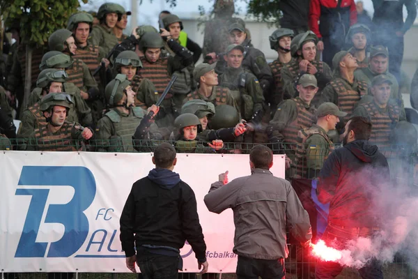 Odessa Ukraine Outubro 2019 Torcedores Futebol Com Fogos Artifício Bombas — Fotografia de Stock