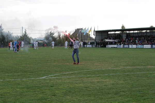 Odessa Ucrania Octubre 2019 Los Fanáticos Del Fútbol Con Fuegos — Foto de Stock