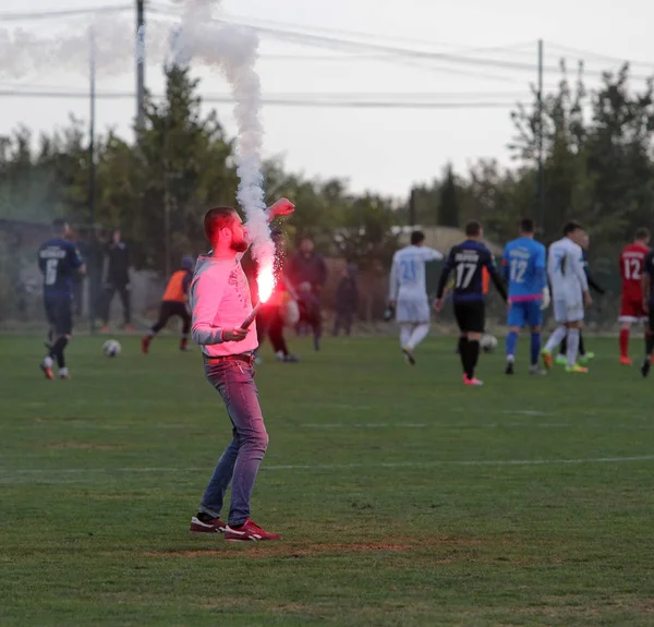 Odessa Ukraine October 2019 Football Fans Fireworks Smoke Bombs Ran — Stock Photo, Image