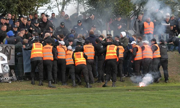 Odessa Ukrayna Ekim 2019 Futbol Taraftarları Havai Fişekler Sis Bombalarıyla — Stok fotoğraf