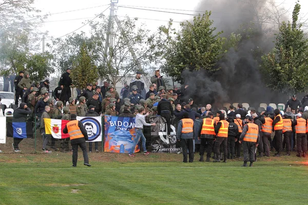 Odessa Ukrayna Ekim 2019 Futbol Taraftarları Havai Fişekler Sis Bombalarıyla — Stok fotoğraf