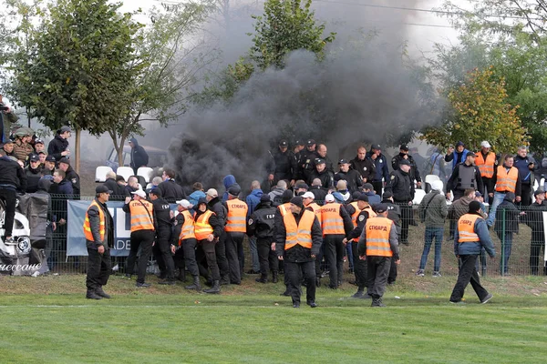 Odessa Ukrayna Ekim 2019 Futbol Taraftarları Havai Fişekler Sis Bombalarıyla — Stok fotoğraf