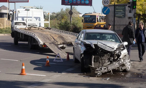 Odessa Ukrayna Ekim 2019 Araba Kazası Kafa Kafaya Çarpışma Kazadan — Stok fotoğraf