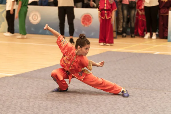 Odessa Ukraine Outubro 2019 Atleta Wushu Durante Competição Wushu Entre — Fotografia de Stock