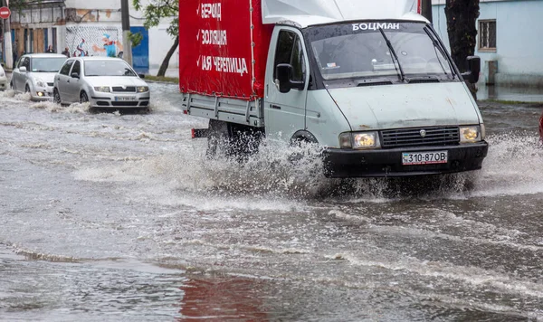 Odessa Ukraine May 2020 Driving Car Flooded Road Flood Caused — Stock Photo, Image