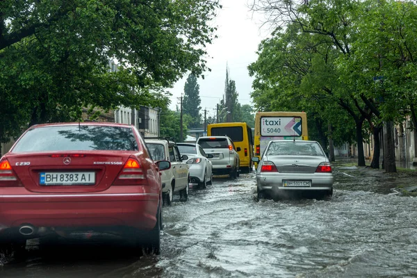 Odessa Ucraina Maggio 2020 Guida Strada Allagata Durante Inondazioni Causate — Foto Stock